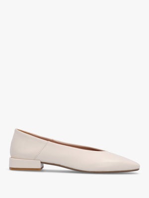 Saria Cream Leather Square Toe Ballet Pumps