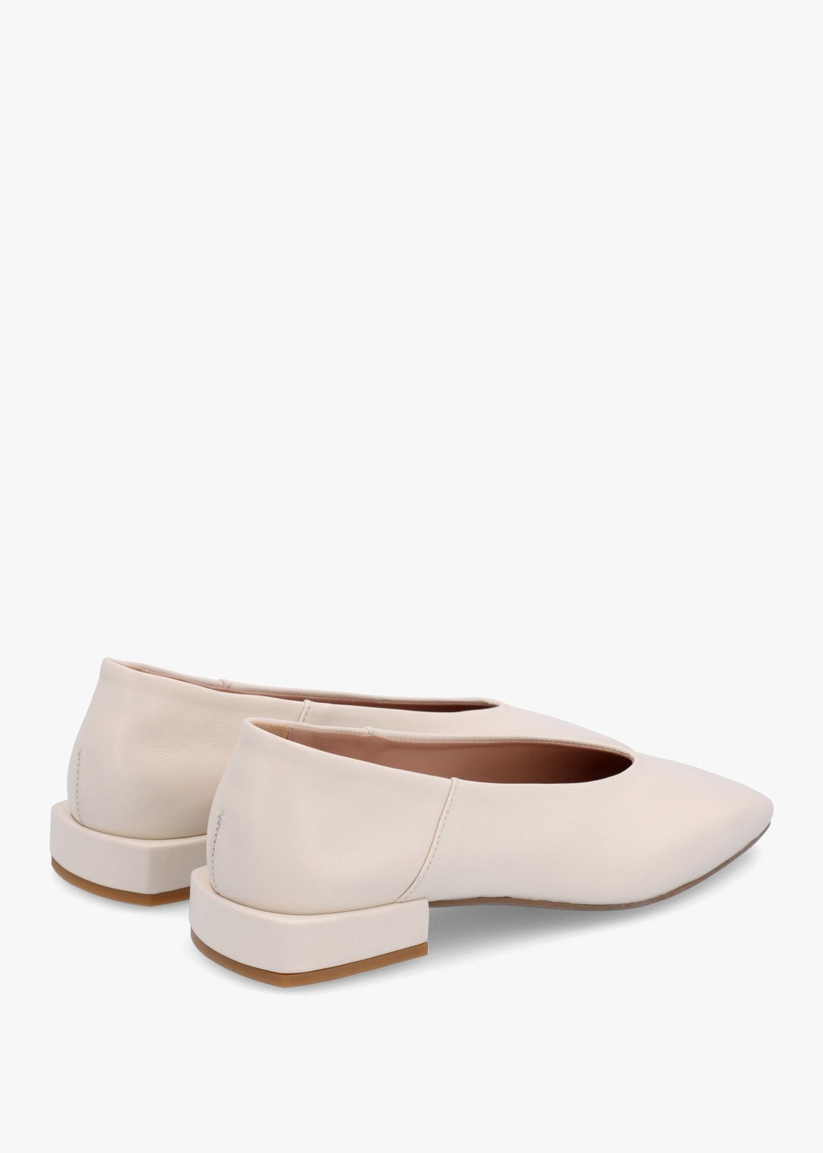 Saria Cream Leather Square Toe Ballet Pumps