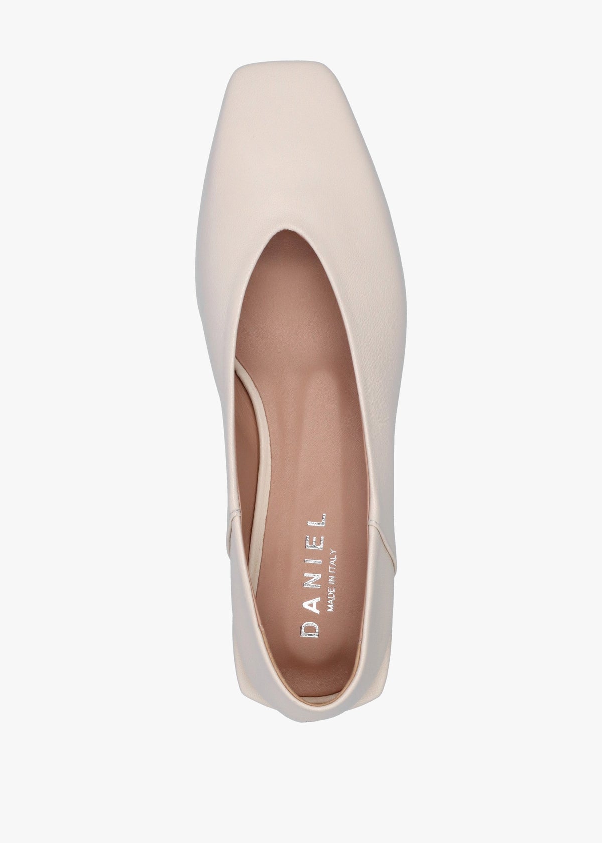 Saria Cream Leather Square Toe Ballet Pumps
