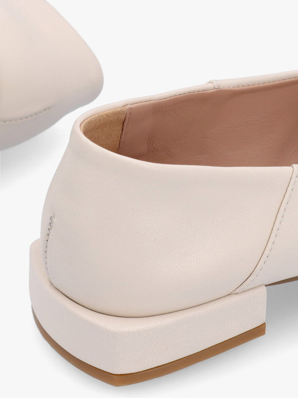 Saria Cream Leather Square Toe Ballet Pumps