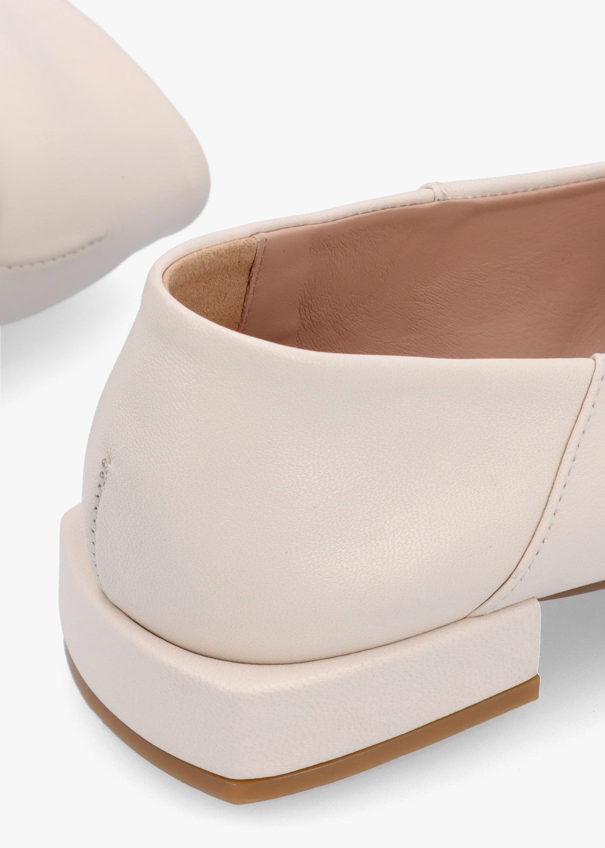 Saria Cream Leather Square Toe Ballet Pumps