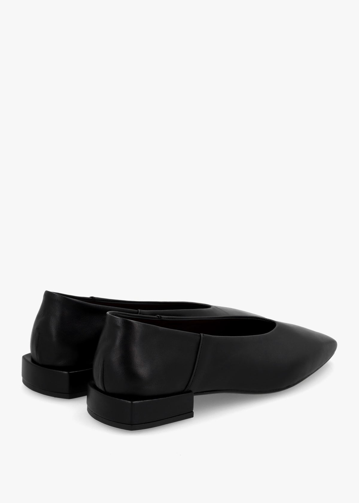 Saria Black Leather Square Toe Ballet Pumps