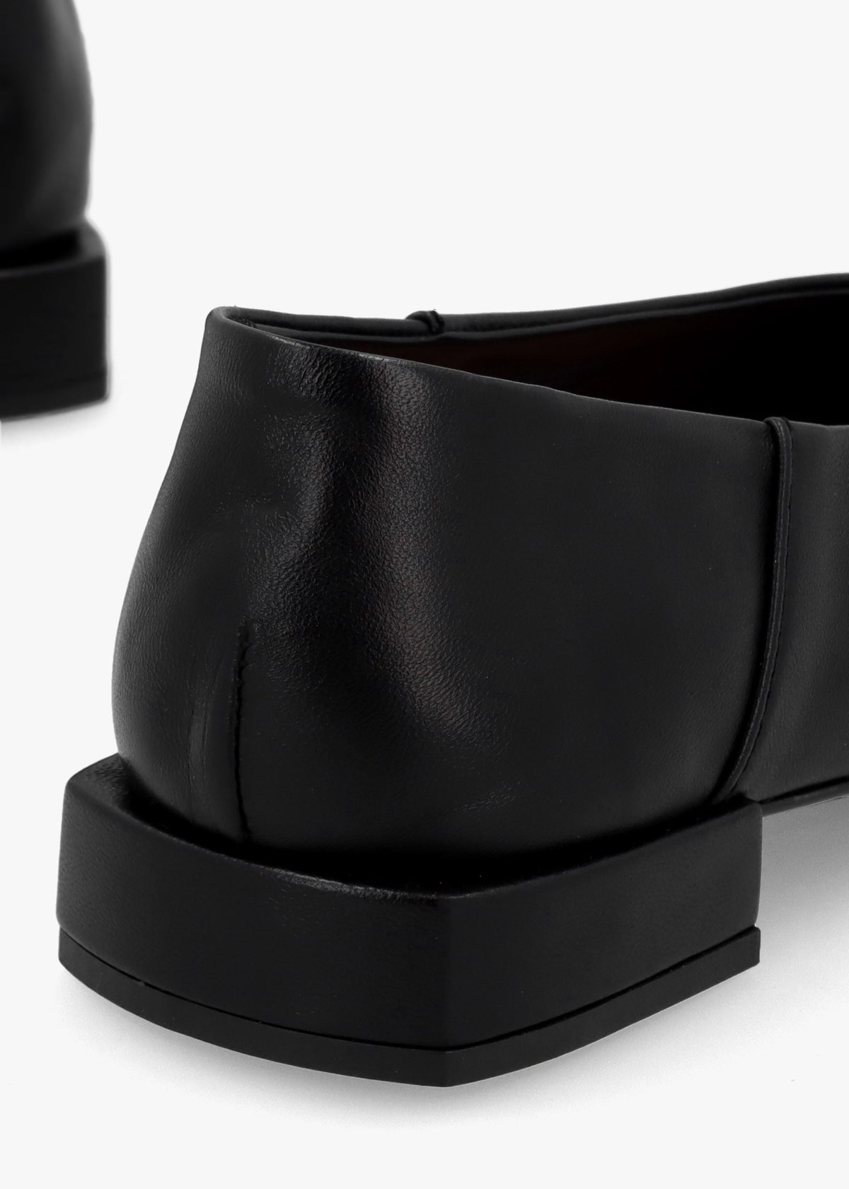 Saria Black Leather Square Toe Ballet Pumps