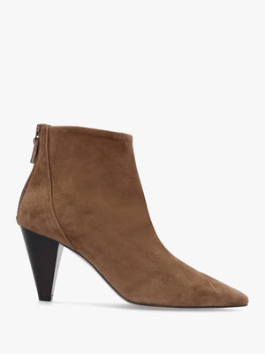 Serin Taupe Suede Zip Back Heeled Ankle Boots