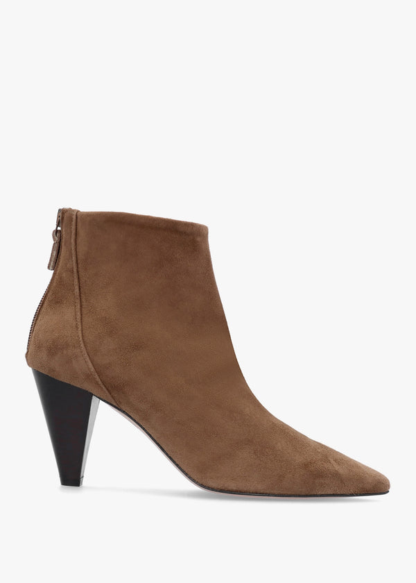 Serin Taupe Suede Zip Back Heeled Ankle Boots