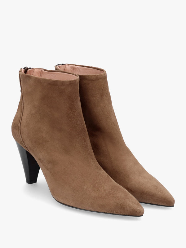 Serin Taupe Suede Zip Back Heeled Ankle Boots