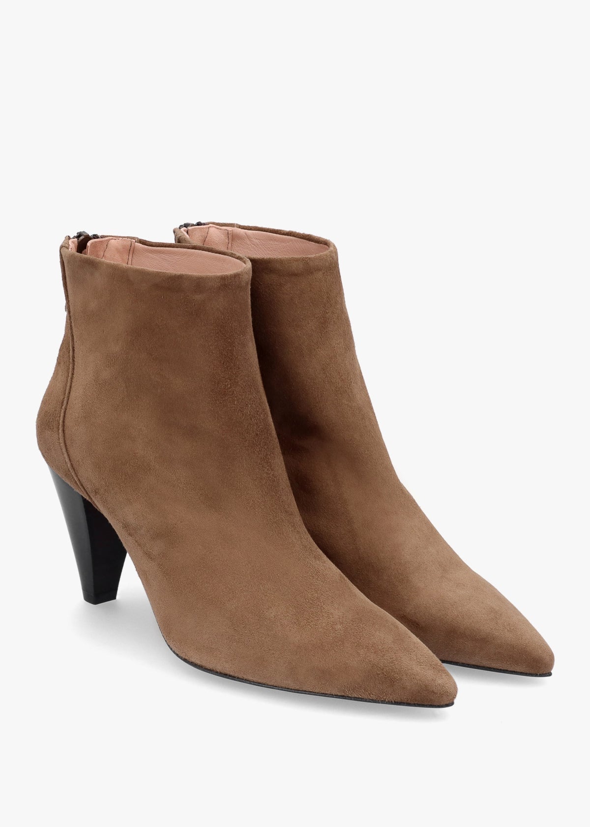 Serin Taupe Suede Zip Back Heeled Ankle Boots