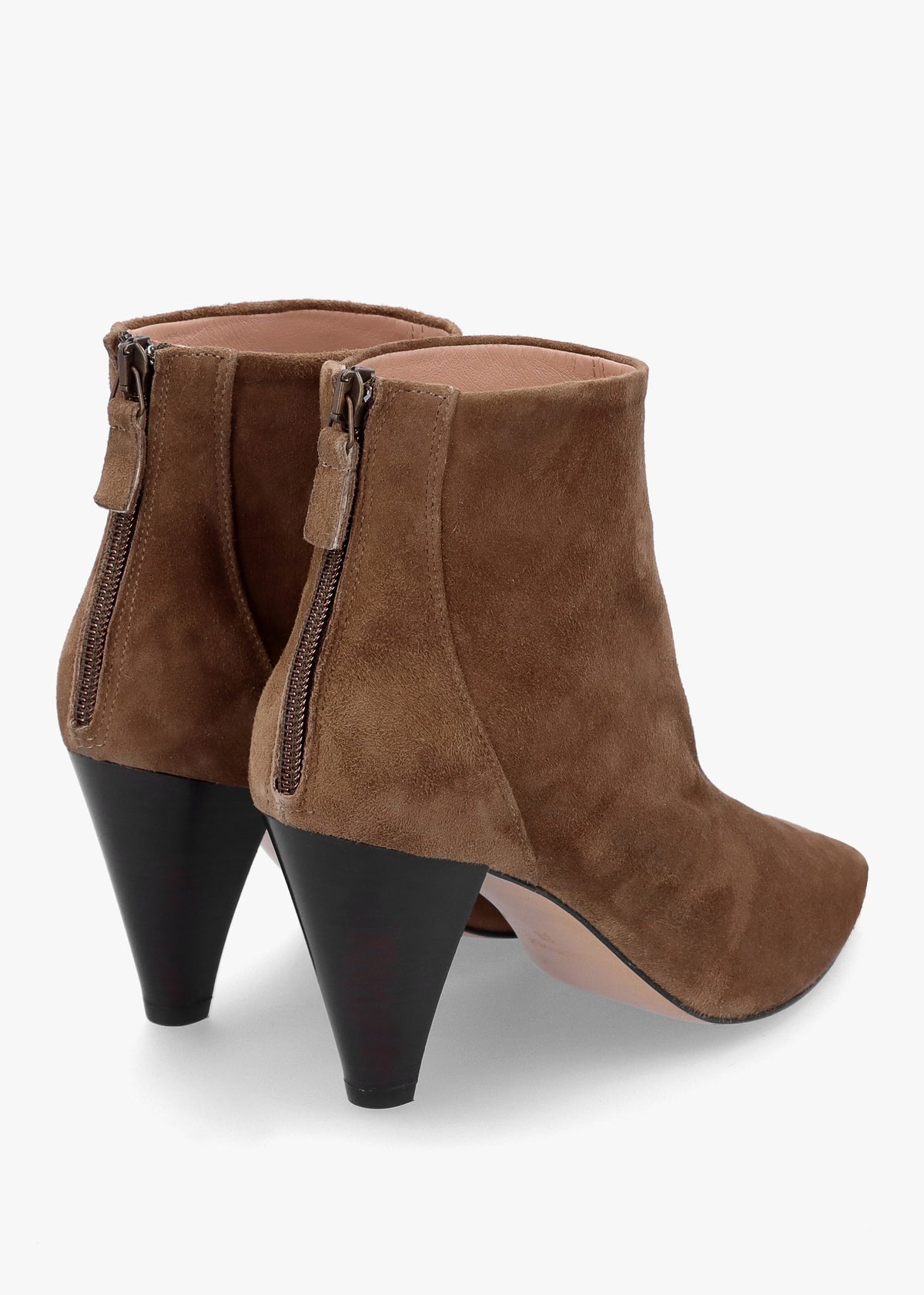 Serin Taupe Suede Zip Back Heeled Ankle Boots