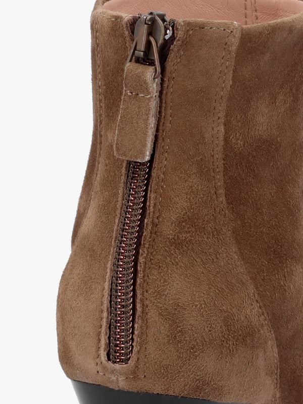 Serin Taupe Suede Zip Back Heeled Ankle Boots