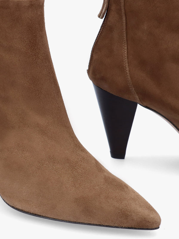 Serin Taupe Suede Zip Back Heeled Ankle Boots