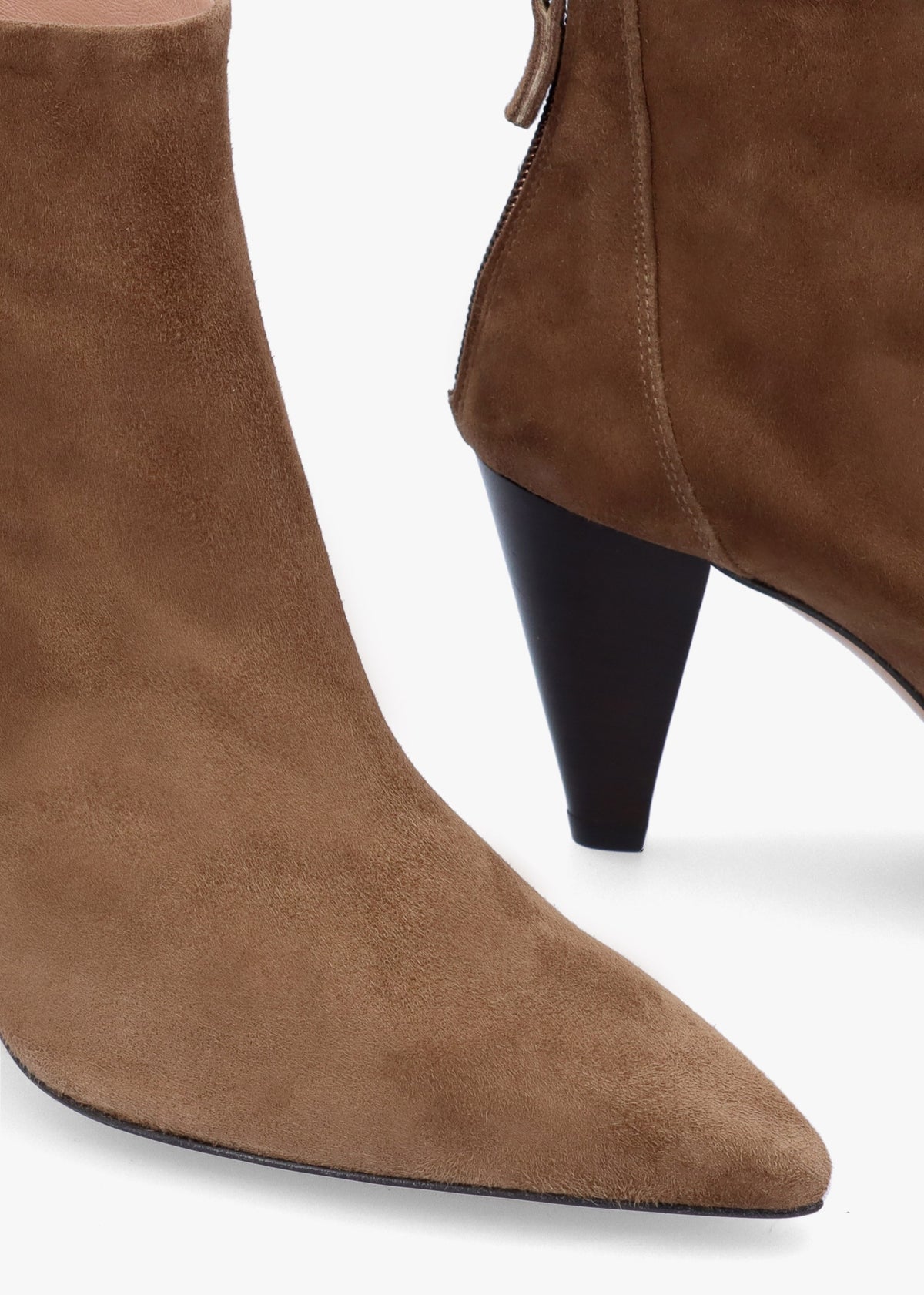 Serin Taupe Suede Zip Back Heeled Ankle Boots