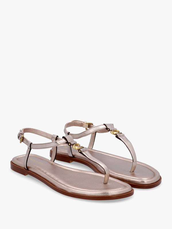 Jessica Champagne Leather Toe Post Sandals
