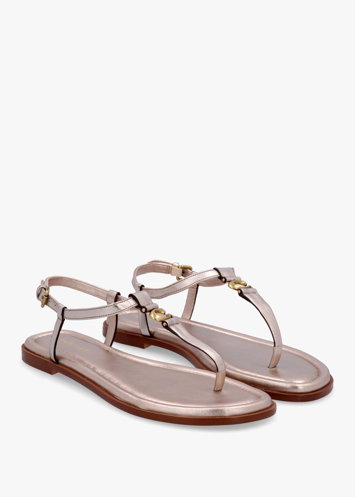 Jessica Champagne Leather Toe Post Sandals