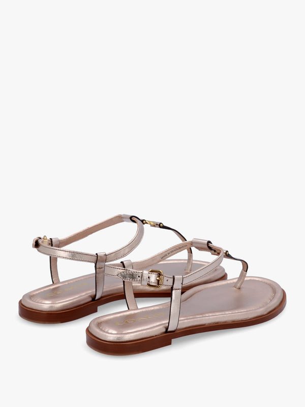 Jessica Champagne Leather Toe Post Sandals