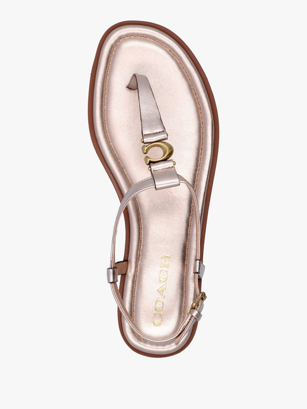 Jessica Champagne Leather Toe Post Sandals