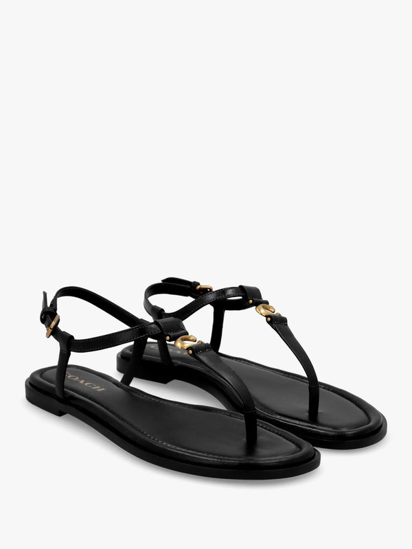 Jessica Black Leather Toe Post Sandals