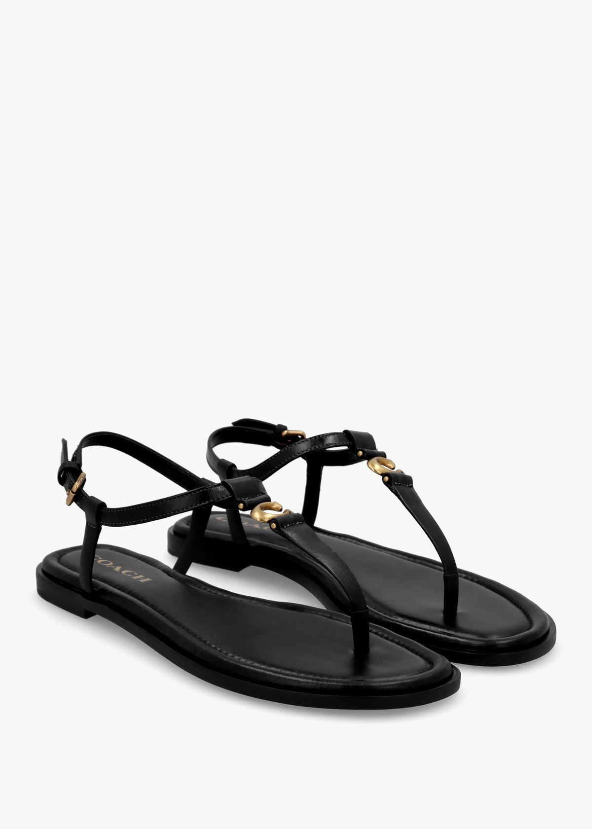 Jessica Black Leather Toe Post Sandals