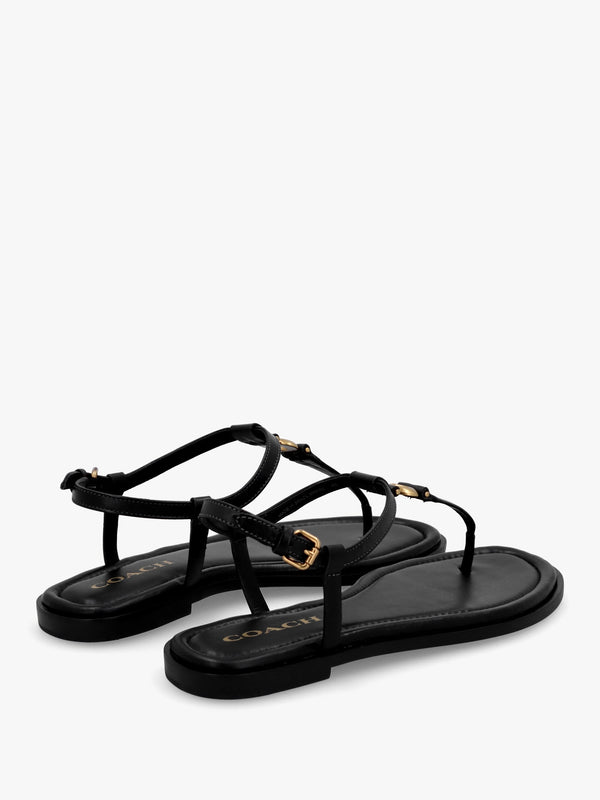 Jessica Black Leather Toe Post Sandals