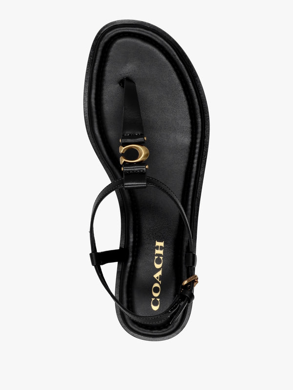 Jessica Black Leather Toe Post Sandals
