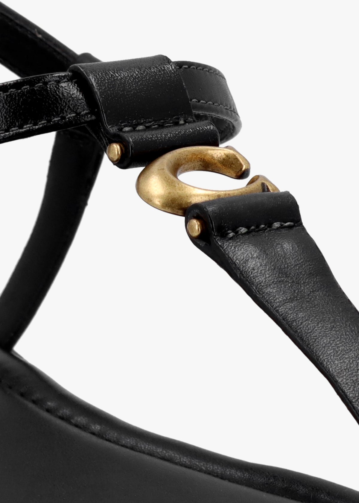 Jessica Black Leather Toe Post Sandals