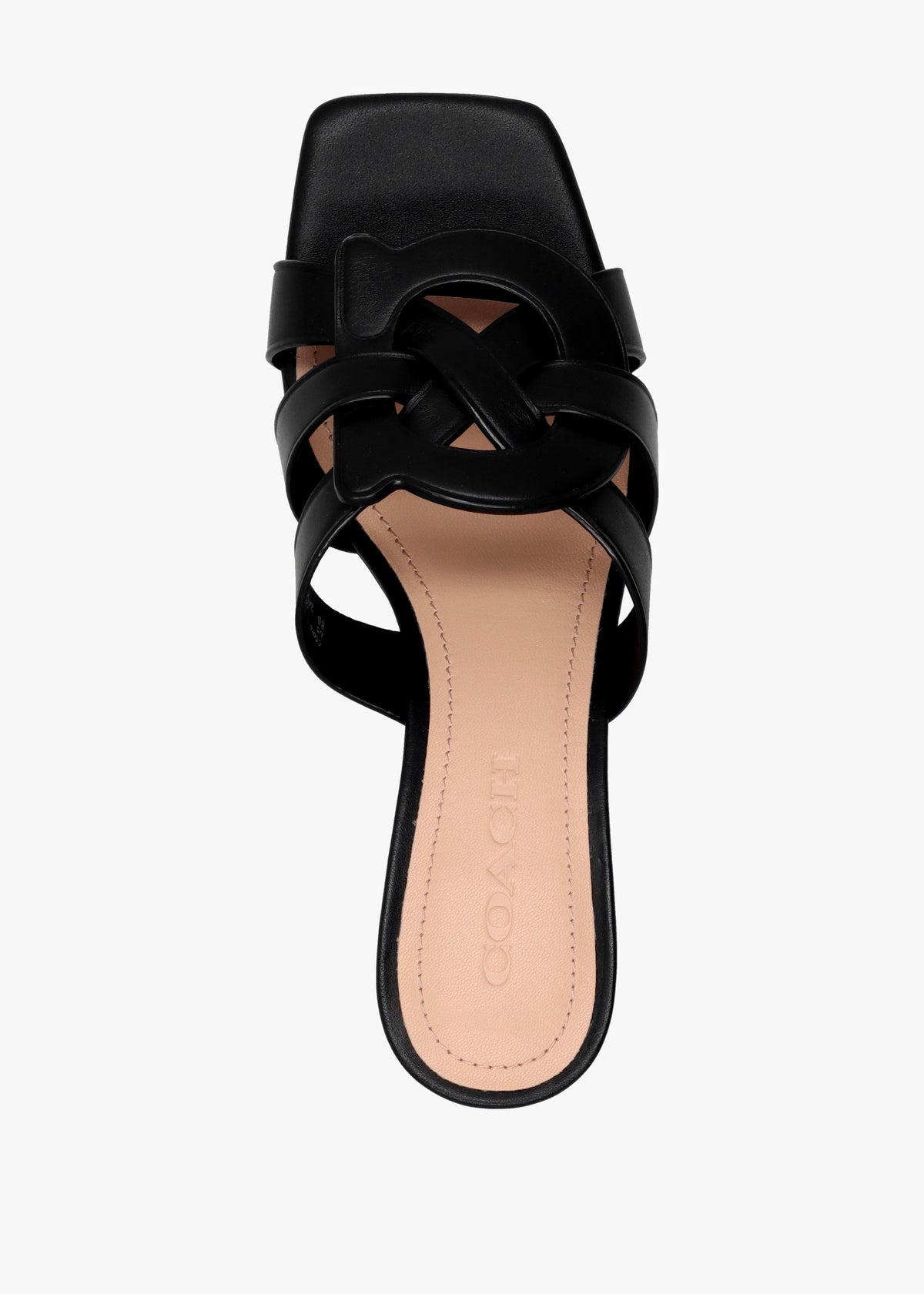 Nikki Black Leather Block Heel Mules