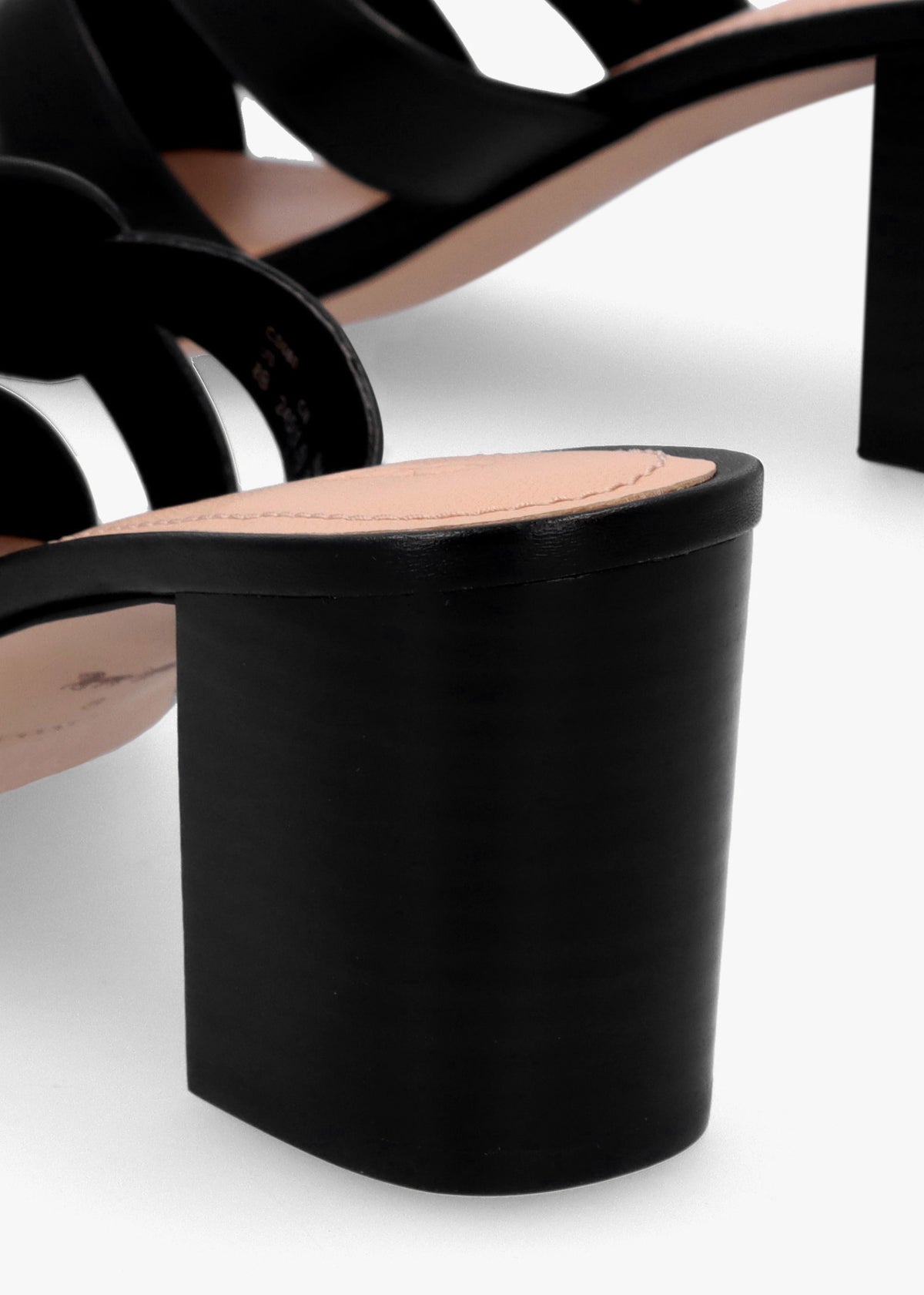 Nikki Black Leather Block Heel Mules