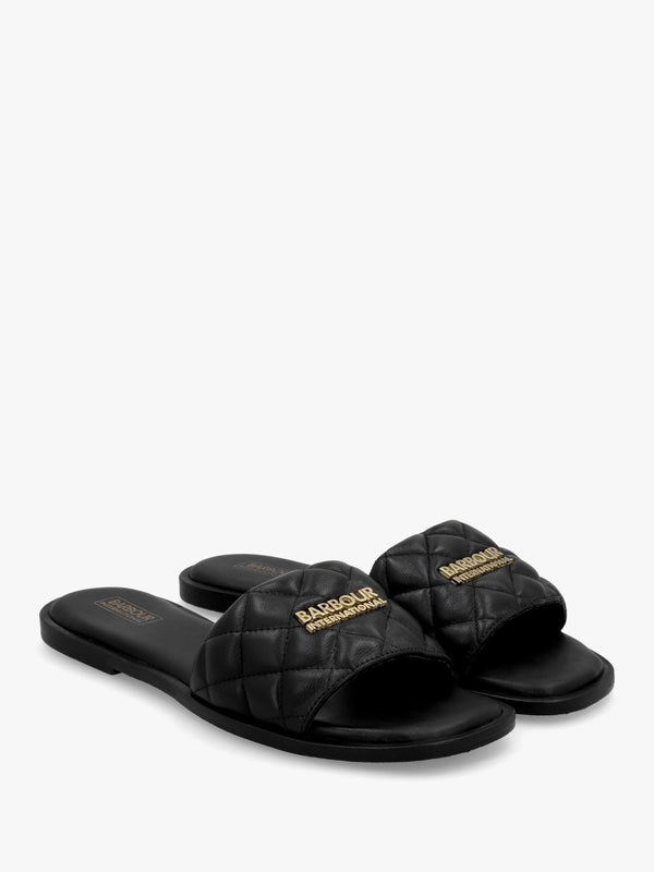 Kinghorn Black Leather Sliders