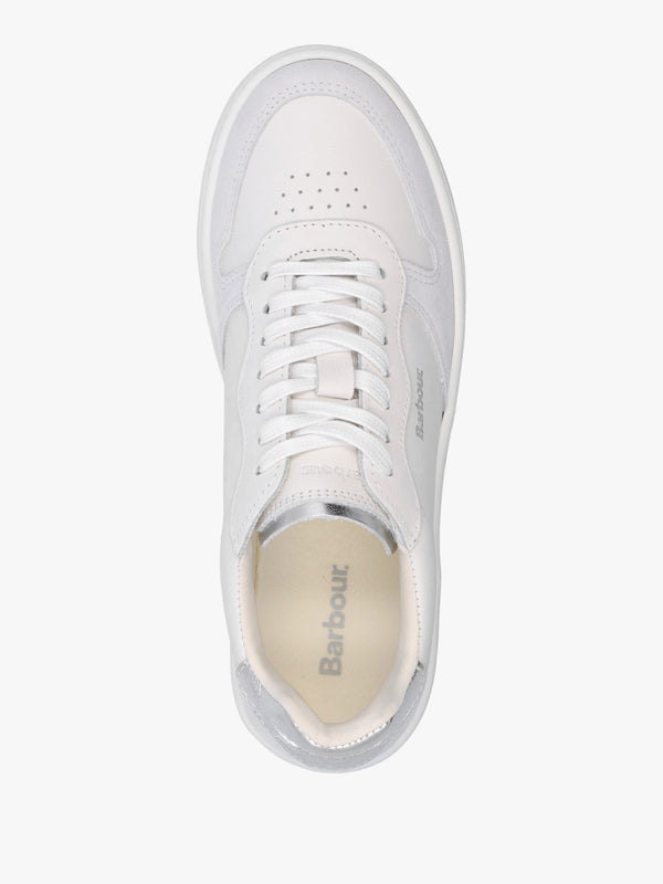 Celeste White Silver Leather Trainers
