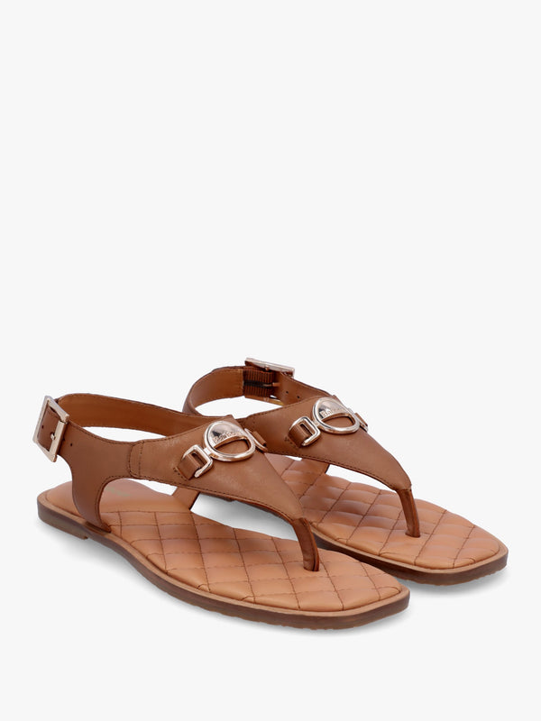 Vivienne Cognac Leather Toe Post Sandals