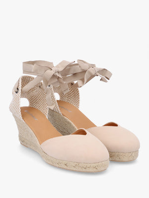 Juana Beige Suede Wedge Espadrilles