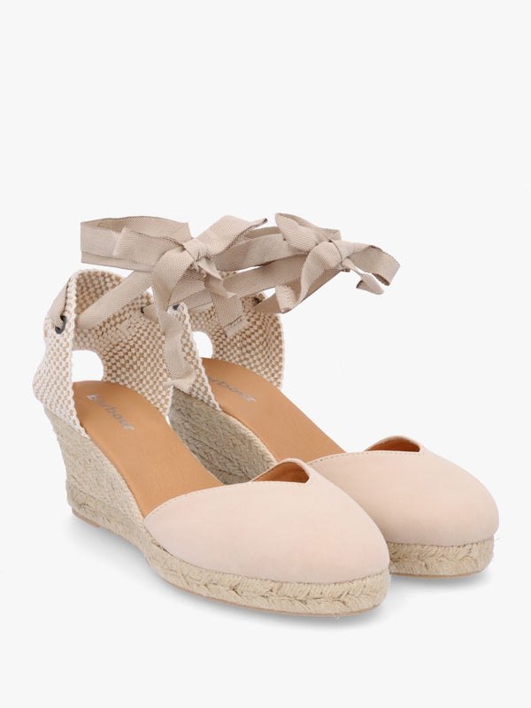 Juana Beige Suede Wedge Espadrilles