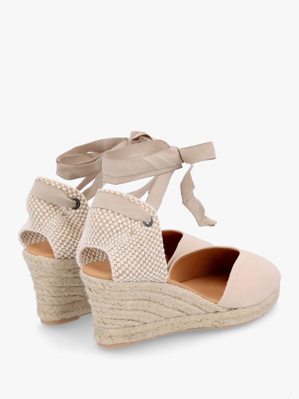 Juana Beige Suede Wedge Espadrilles
