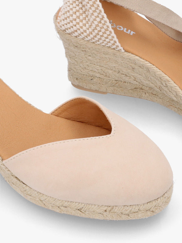 Juana Beige Suede Wedge Espadrilles