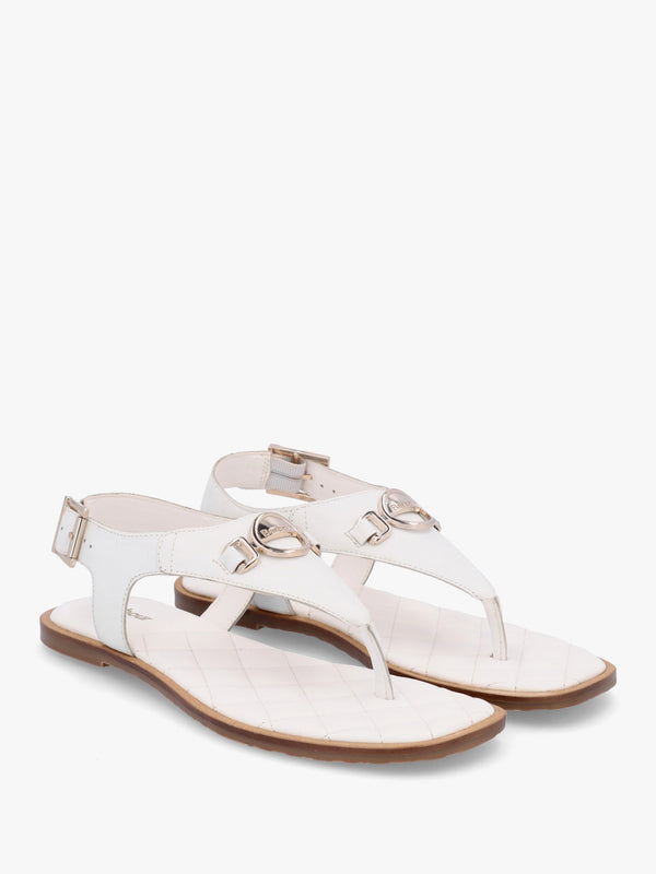 Vivienne White Leather Toe Post Sandals