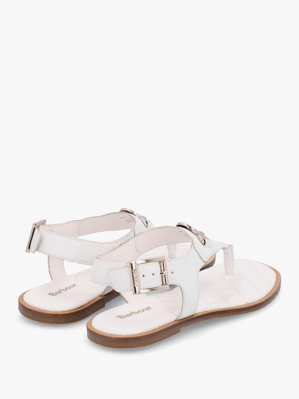 Vivienne White Leather Toe Post Sandals