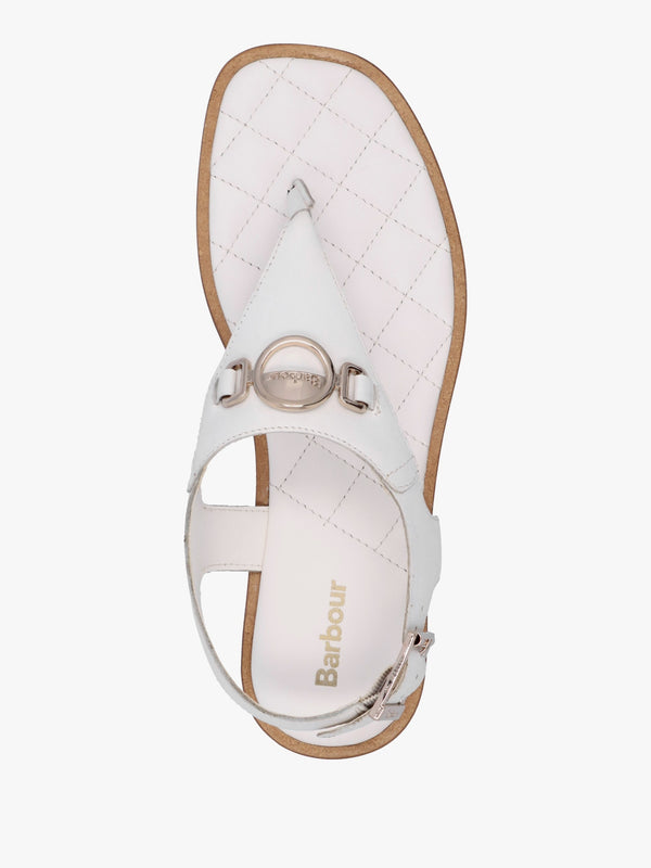 Vivienne White Leather Toe Post Sandals