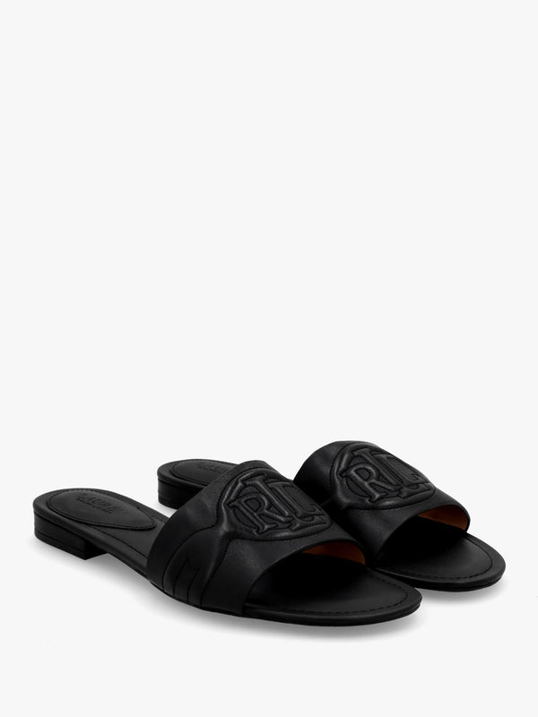 Alegra III Black Leather Slider Sandals