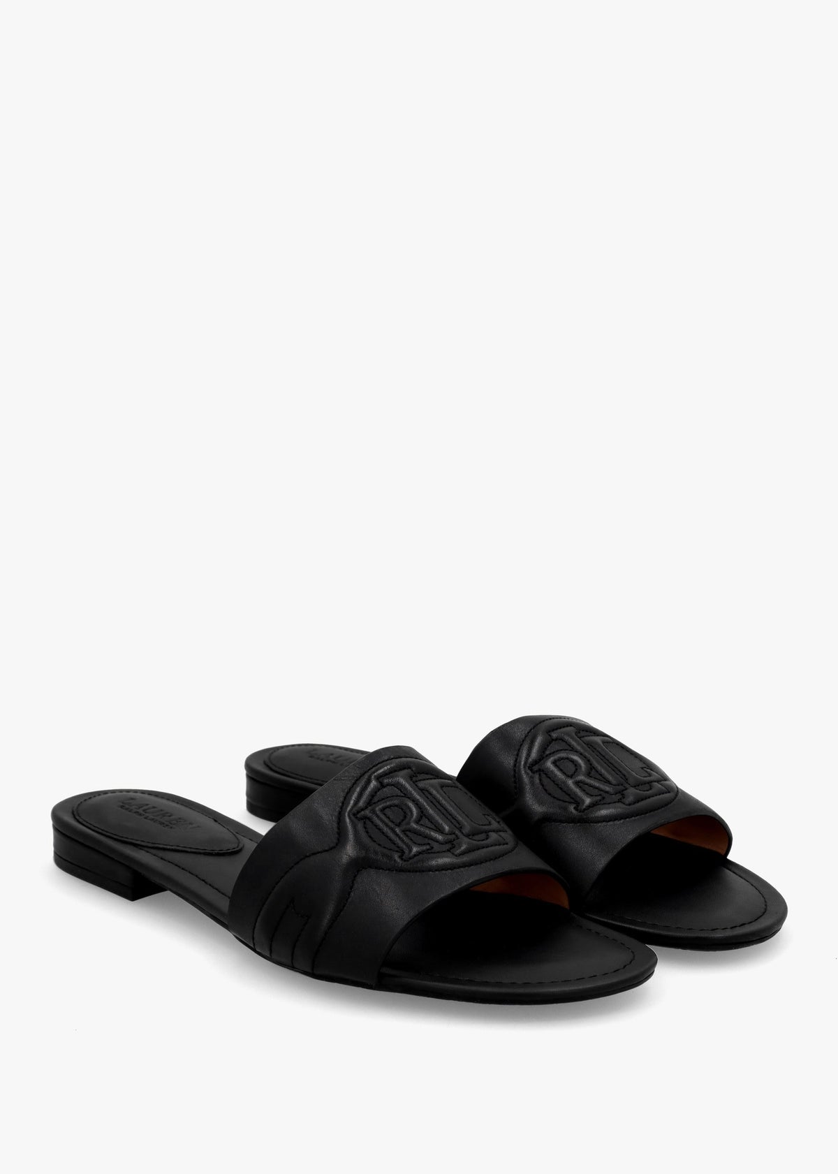 Alegra III Black Leather Slider Sandals