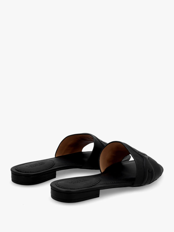 Alegra III Black Leather Slider Sandals