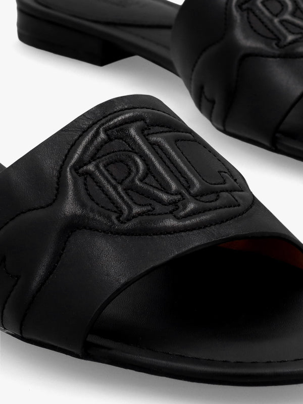 Alegra III Black Leather Slider Sandals
