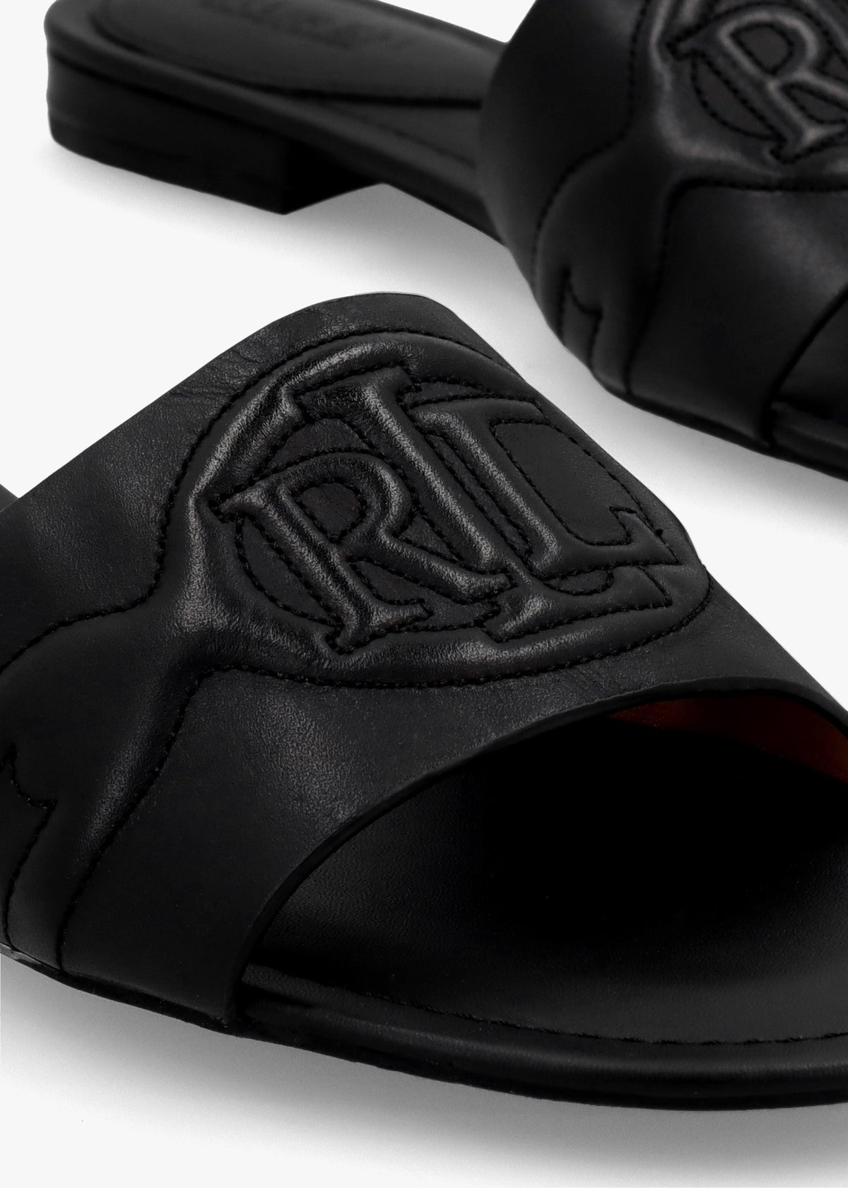 Alegra III Black Leather Slider Sandals