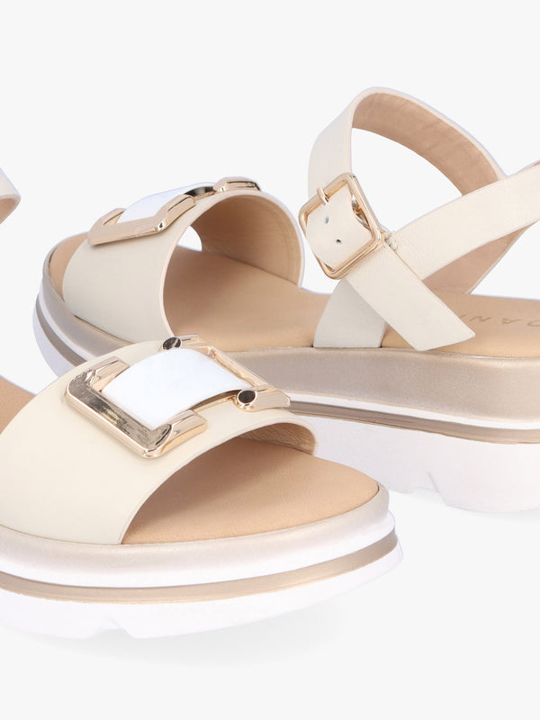Resan Cream Leather Sandals
