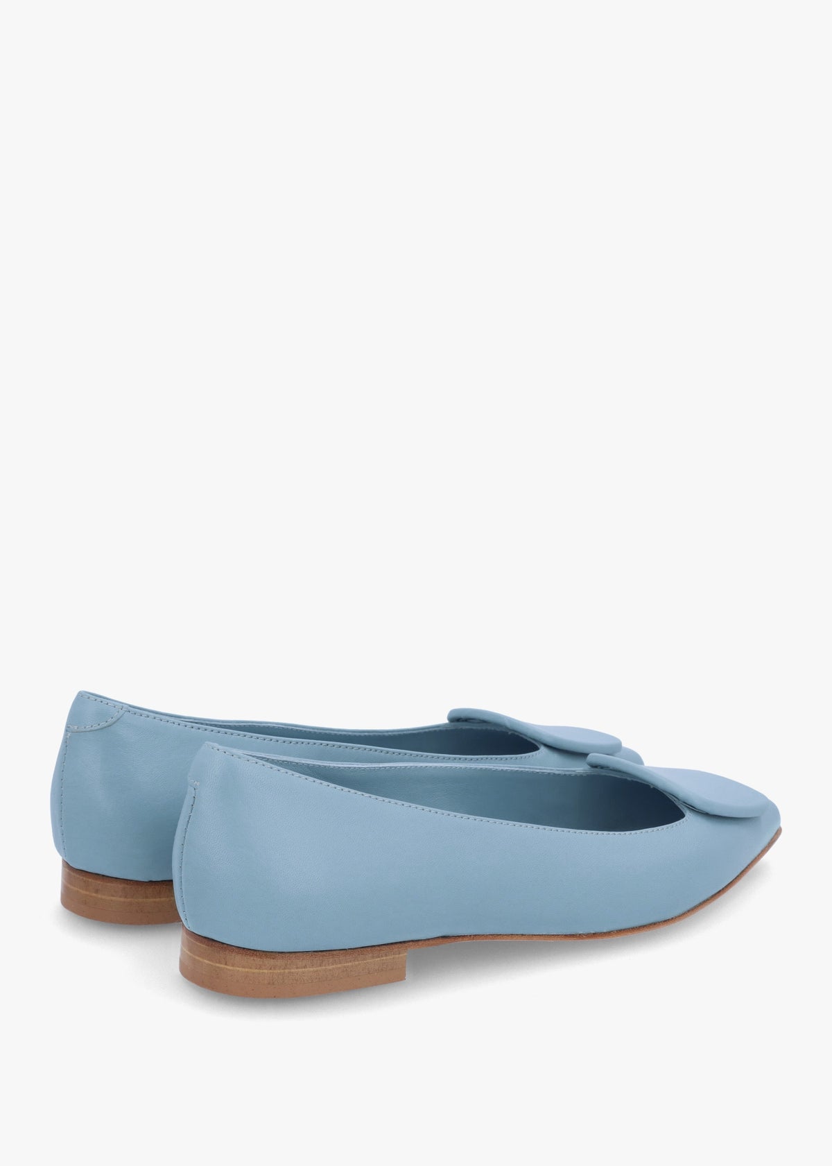 Nala Blue Leather Pointed Toe Flat Pumps