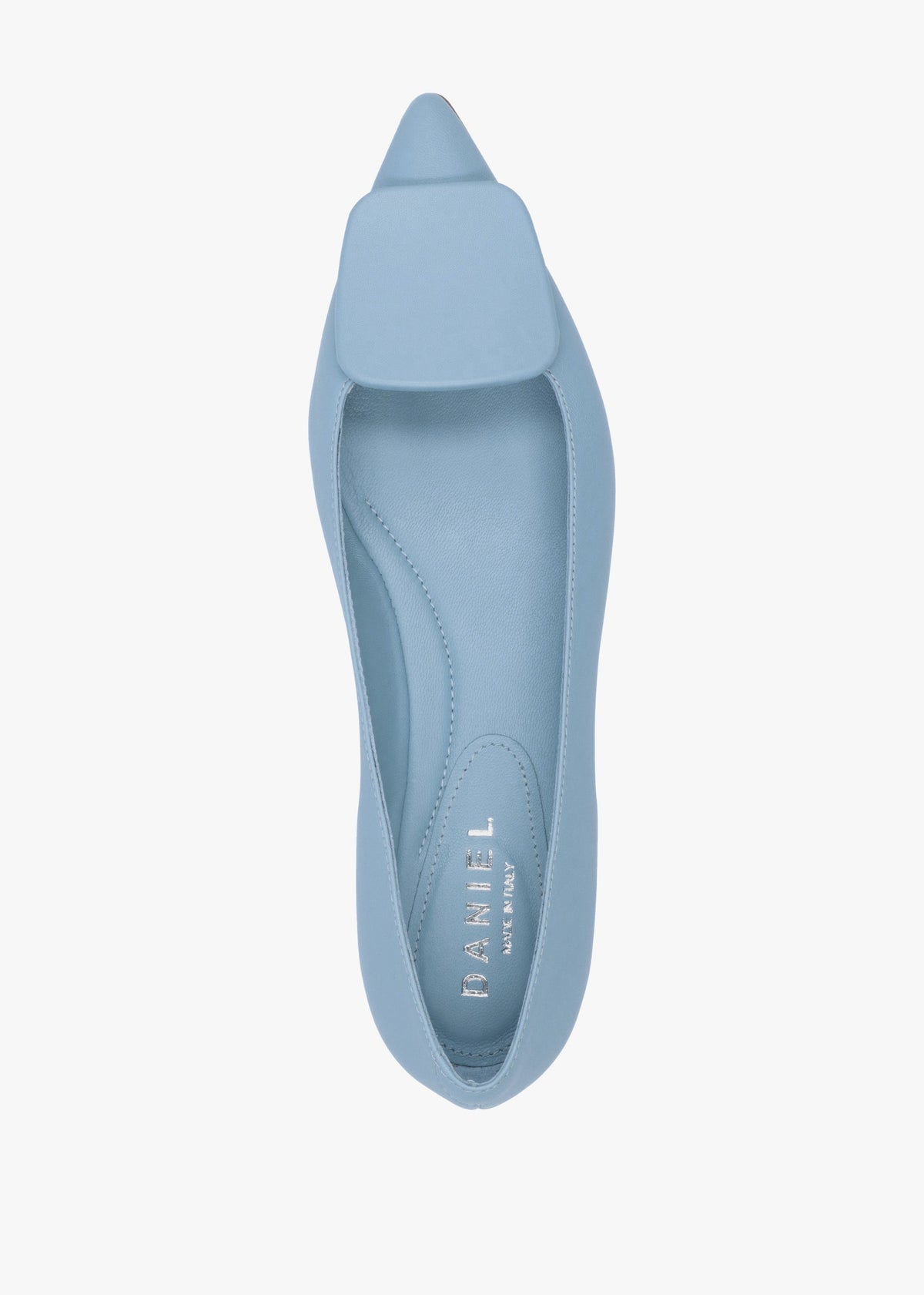 Nala Blue Leather Pointed Toe Flat Pumps