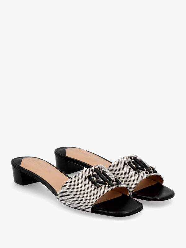 Fay Logo Black Low Heel Mules