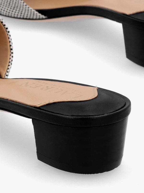 Fay Logo Black Low Heel Mules