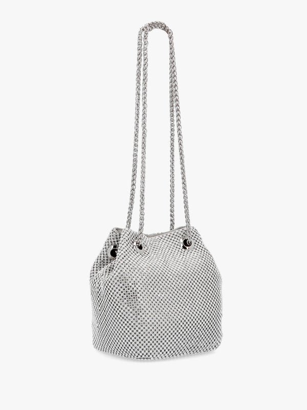 Lua Silver Diamante Chain Mesh Pouch