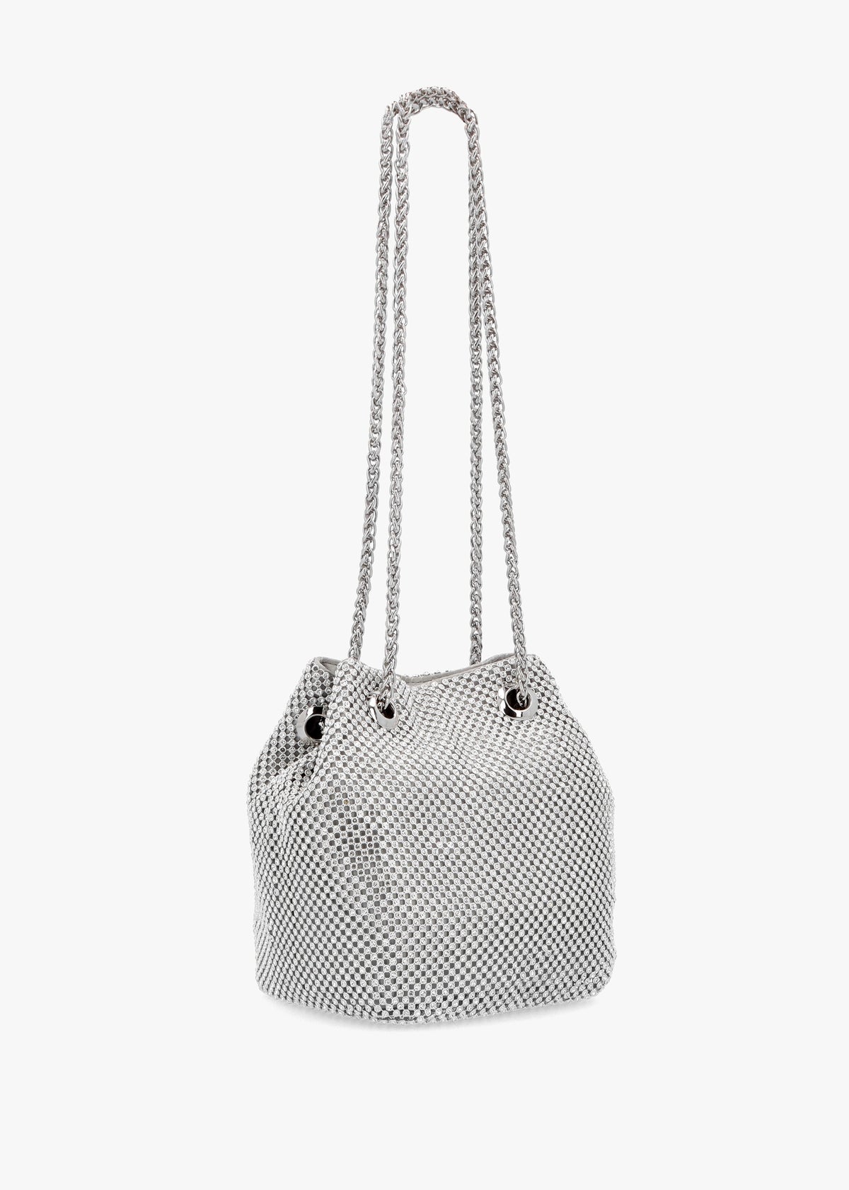 Lua Silver Diamante Chain Mesh Pouch