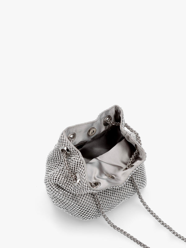 Lua Silver Diamante Chain Mesh Pouch