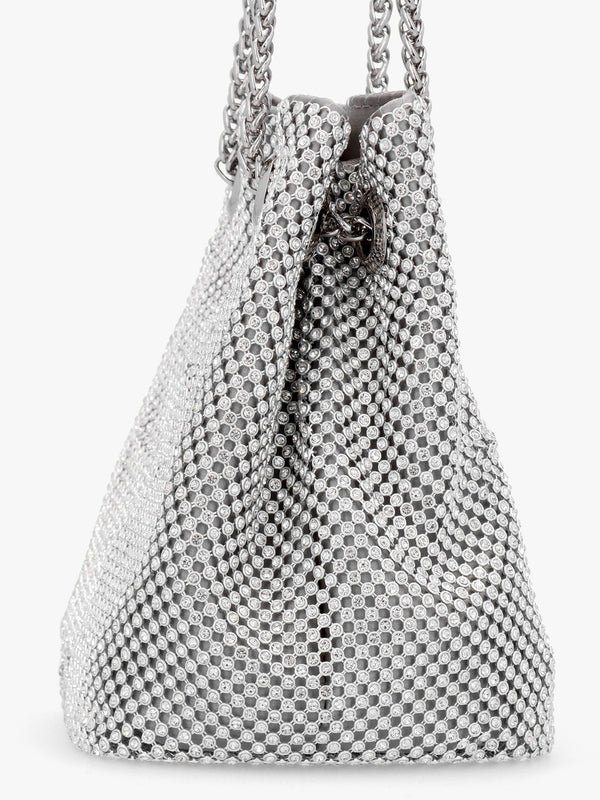 Lua Silver Diamante Chain Mesh Pouch